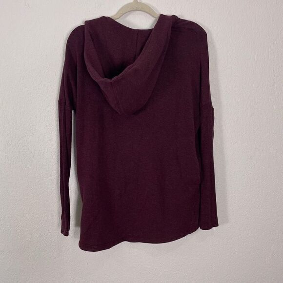 Athleta Purple Hooded Overlap Front Fleece Lined Pullover Sweatshirt - Picture 2 of 8